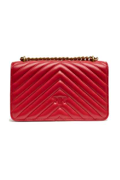 Borsa a tracolla mini Love One in pelle rossa PINKO