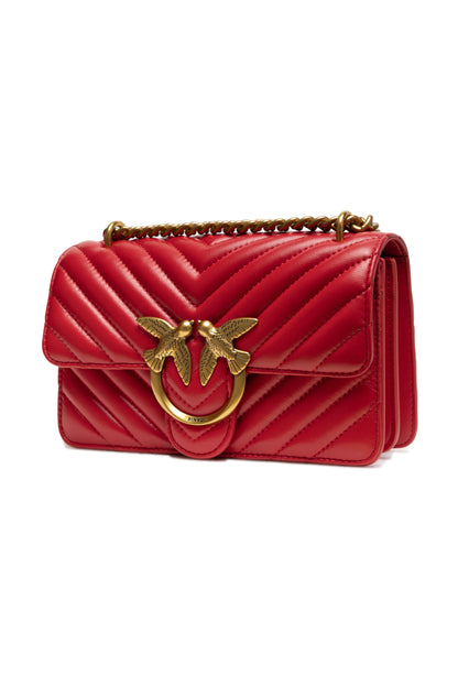 Borsa a tracolla mini Love One in pelle rossa PINKO