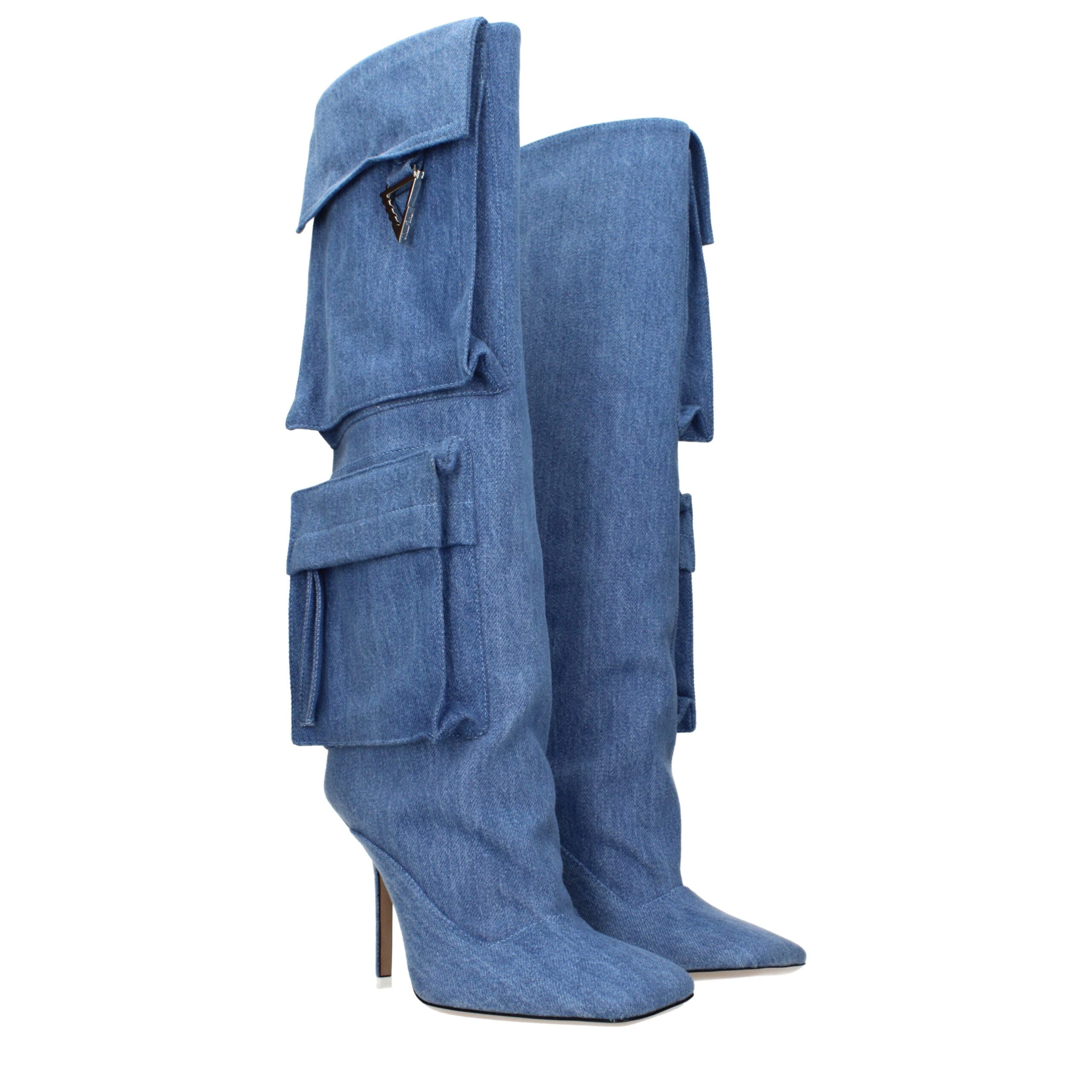 Bottes en tissu bleu clair Attico