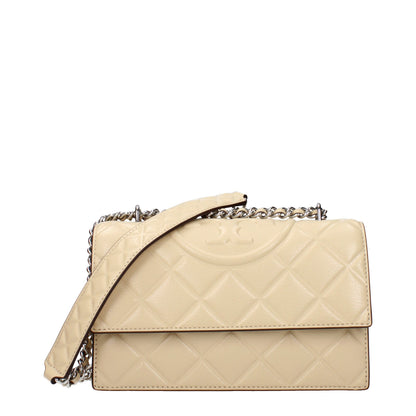 Borsa a tracolla in pelle beige Tory Burch
