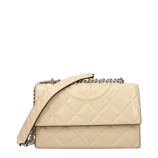 Borsa a tracolla in pelle beige Tory Burch