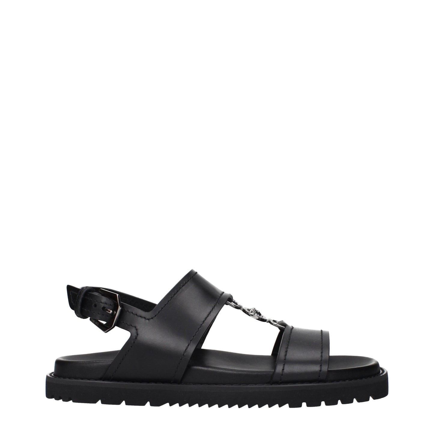 Sandali in pelle nera Versace