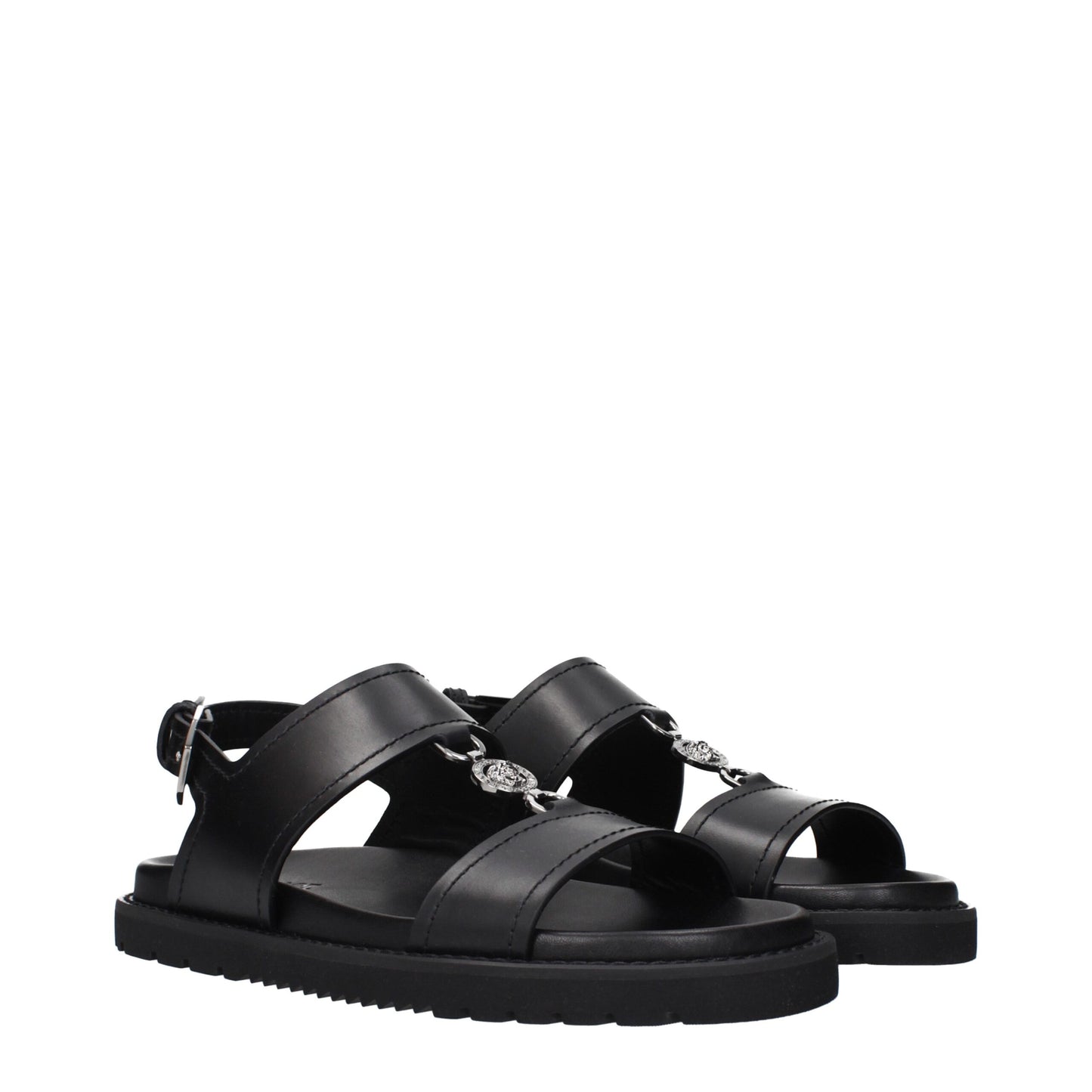 Sandali in pelle nera Versace
