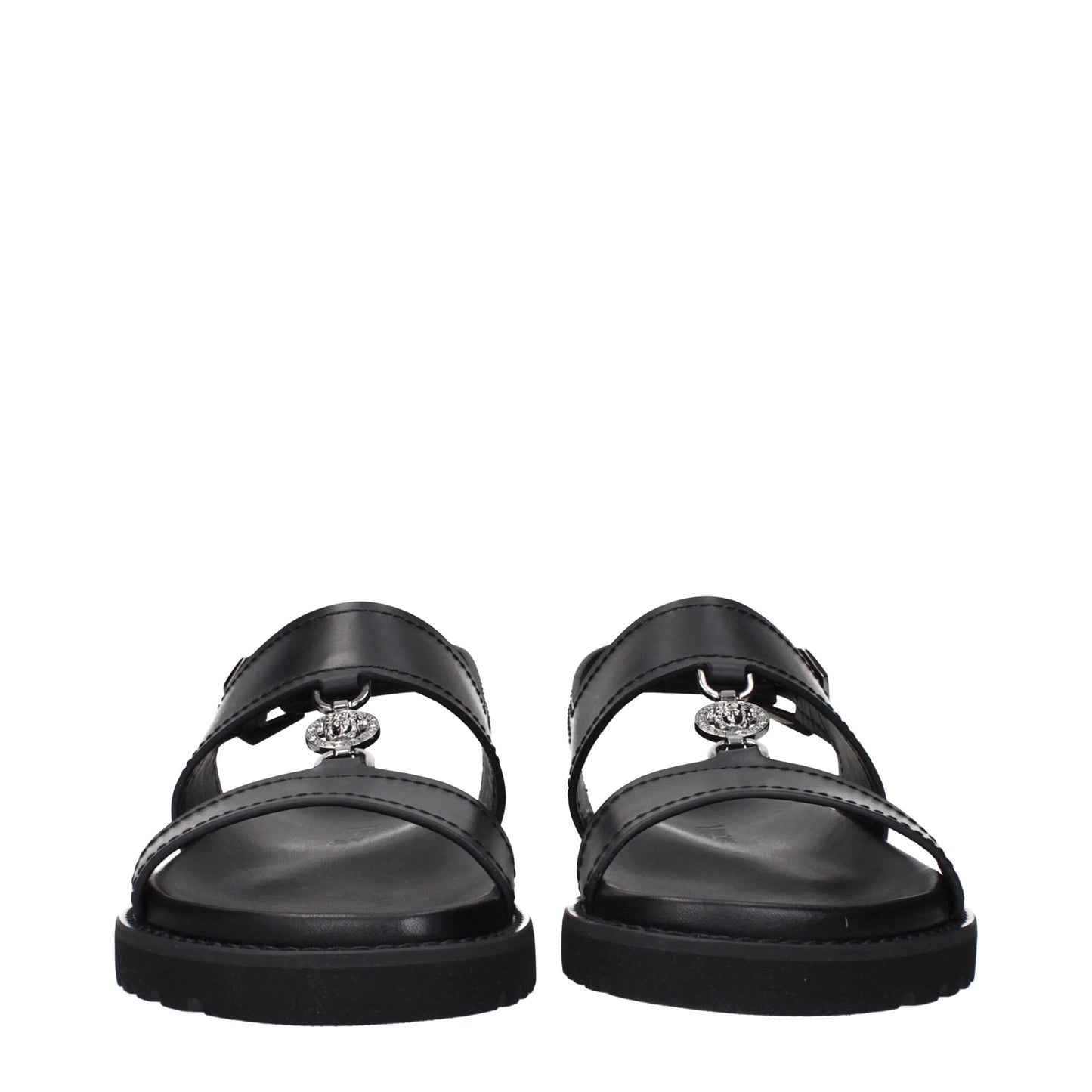 Sandali in pelle nera Versace