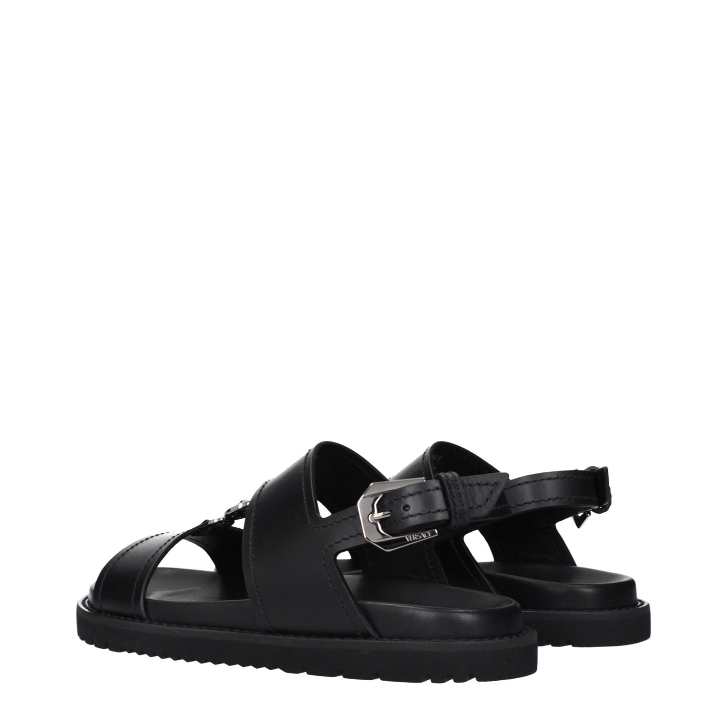 Sandali in pelle nera Versace