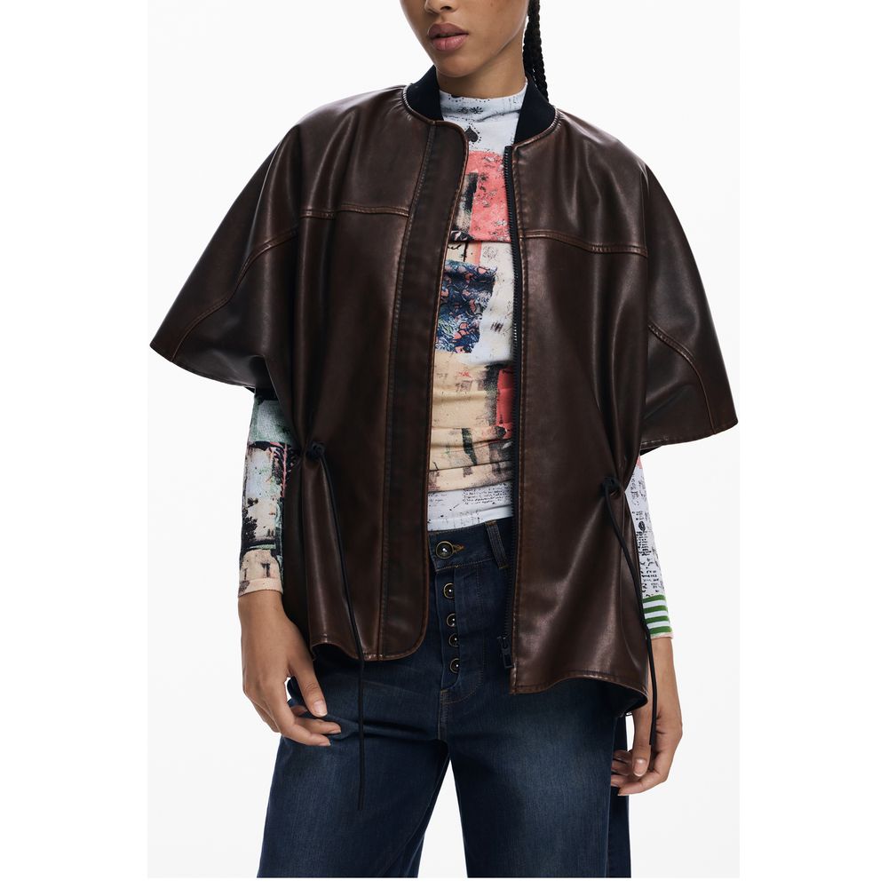 Poncho da donna Desigual in poliuretano bordeaux