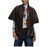 Poncho da donna Desigual in poliuretano bordeaux