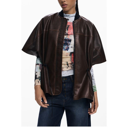 Poncho da donna Desigual in poliuretano bordeaux