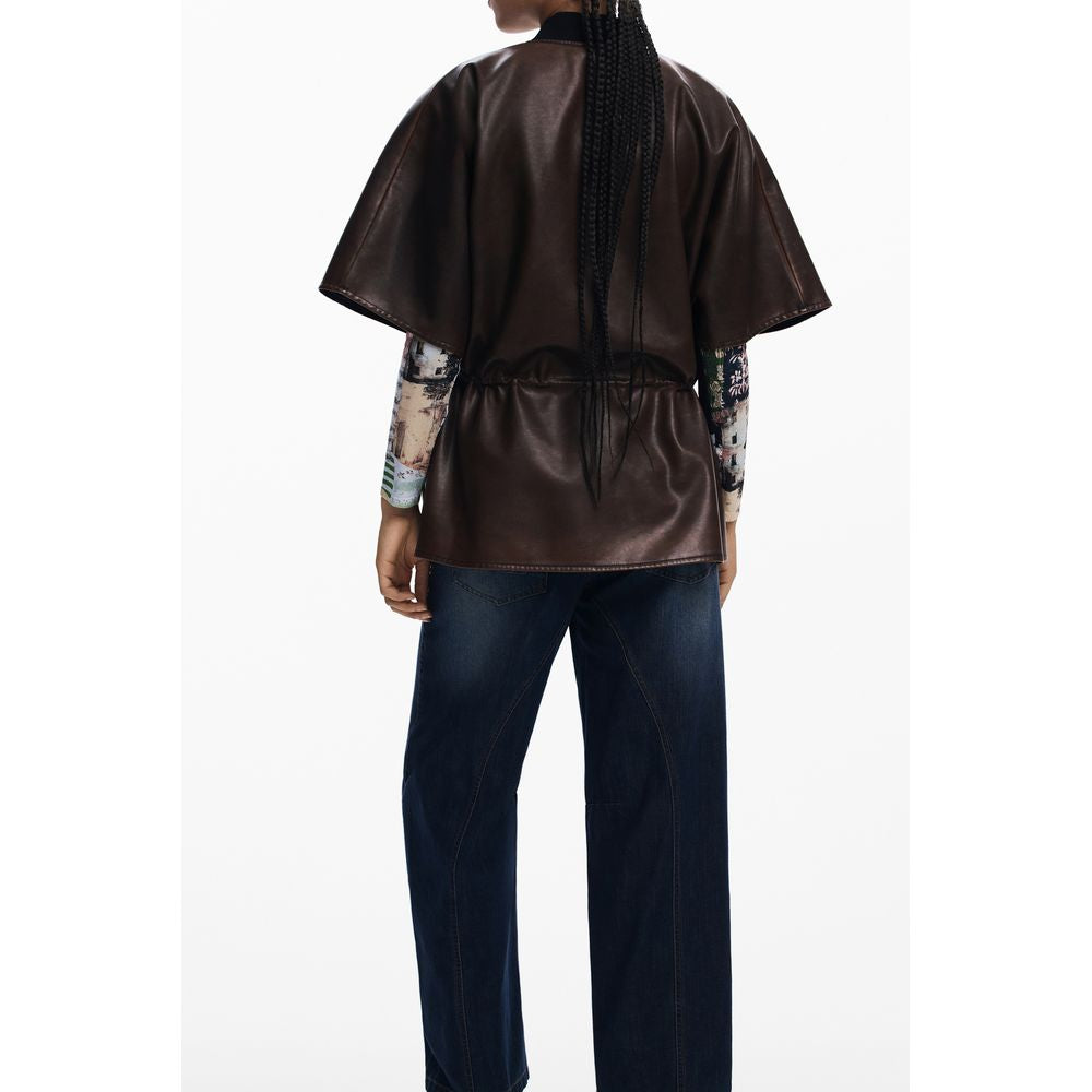 Poncho da donna Desigual in poliuretano bordeaux
