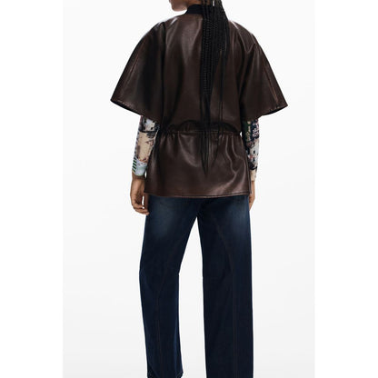 Poncho da donna Desigual in poliuretano bordeaux