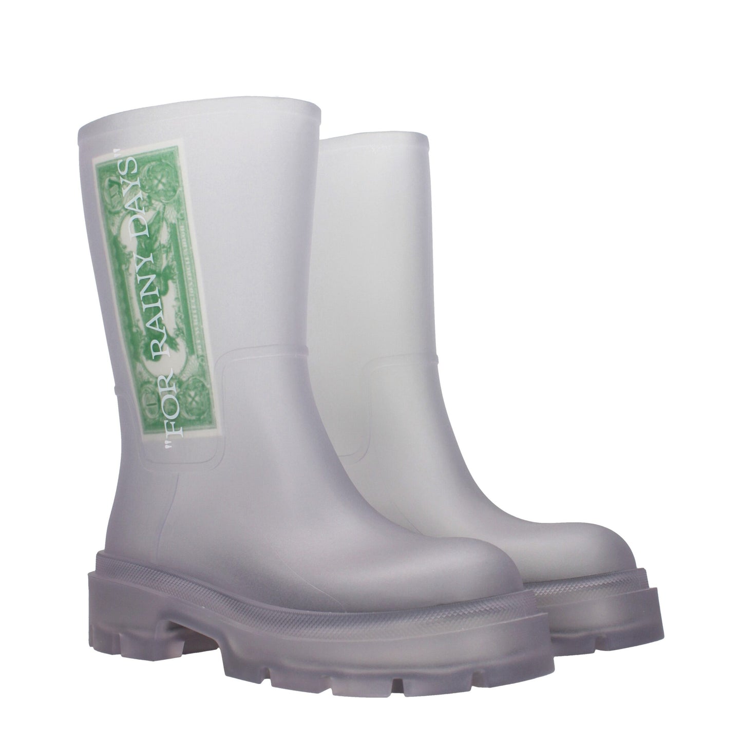 Stivaletti in PVC trasparente bianco sporco