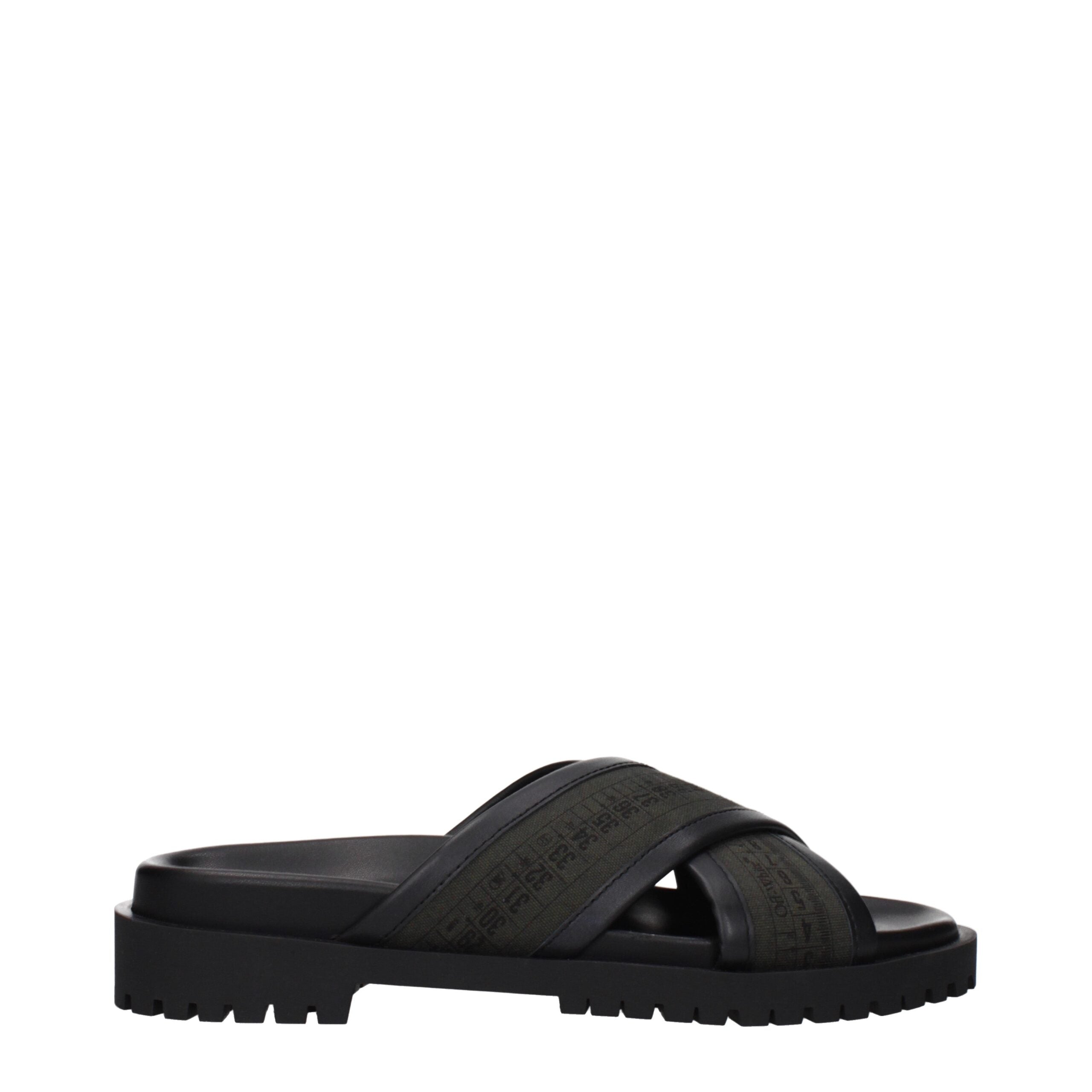 Off-White Green Fabric Sandals