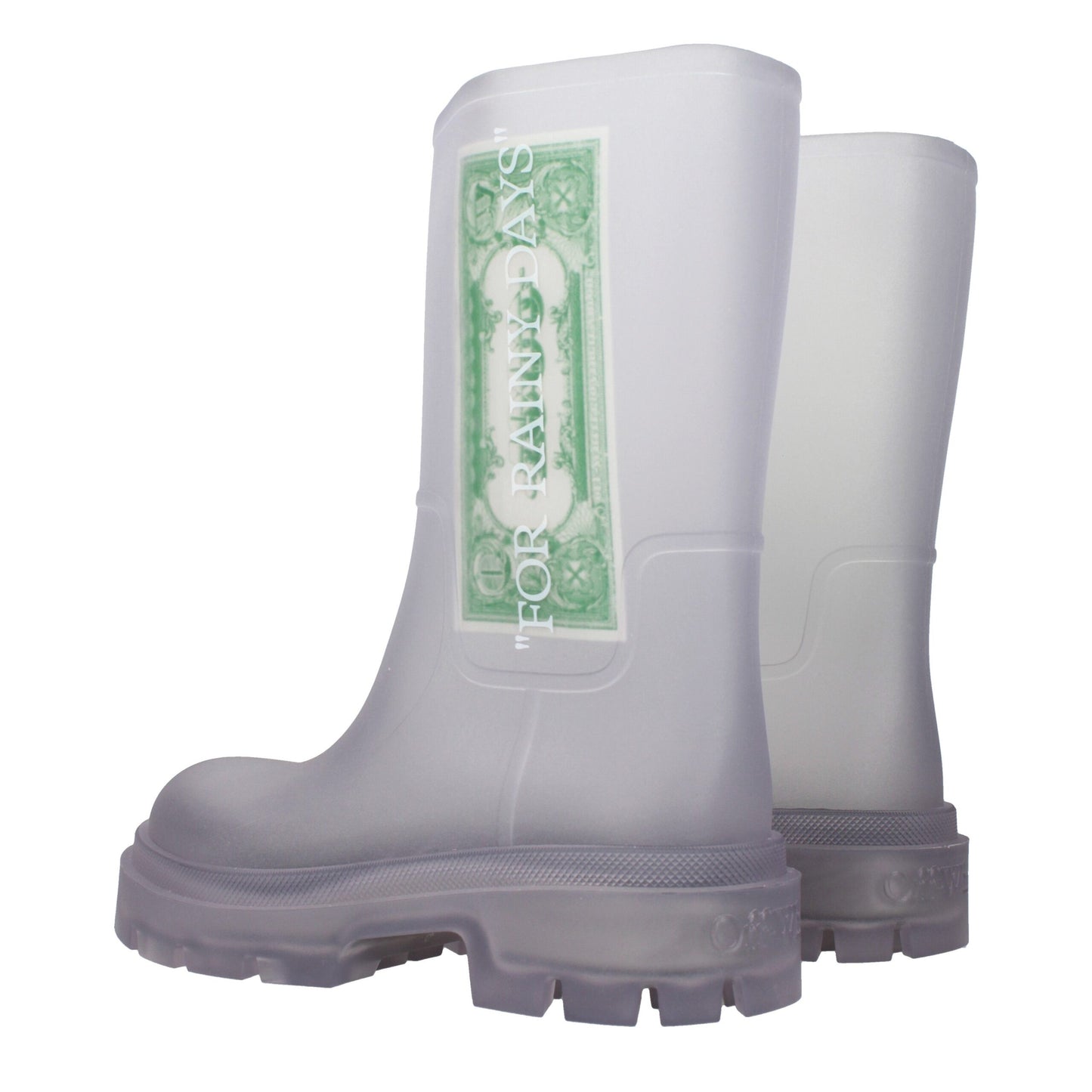 Stivaletti in PVC trasparente bianco sporco