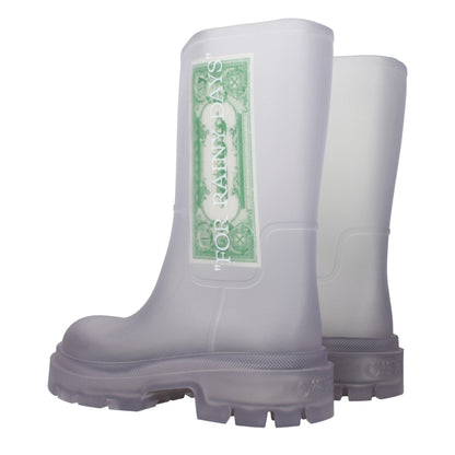 Stivaletti in PVC trasparente bianco sporco