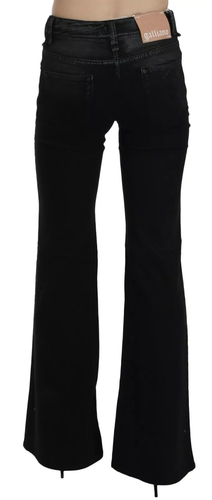 Jean décontracté John Galliano en denim noir délavé taille haute évasé