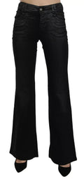 Jeans casual a vita alta in denim svasato nero lavato di John Galliano