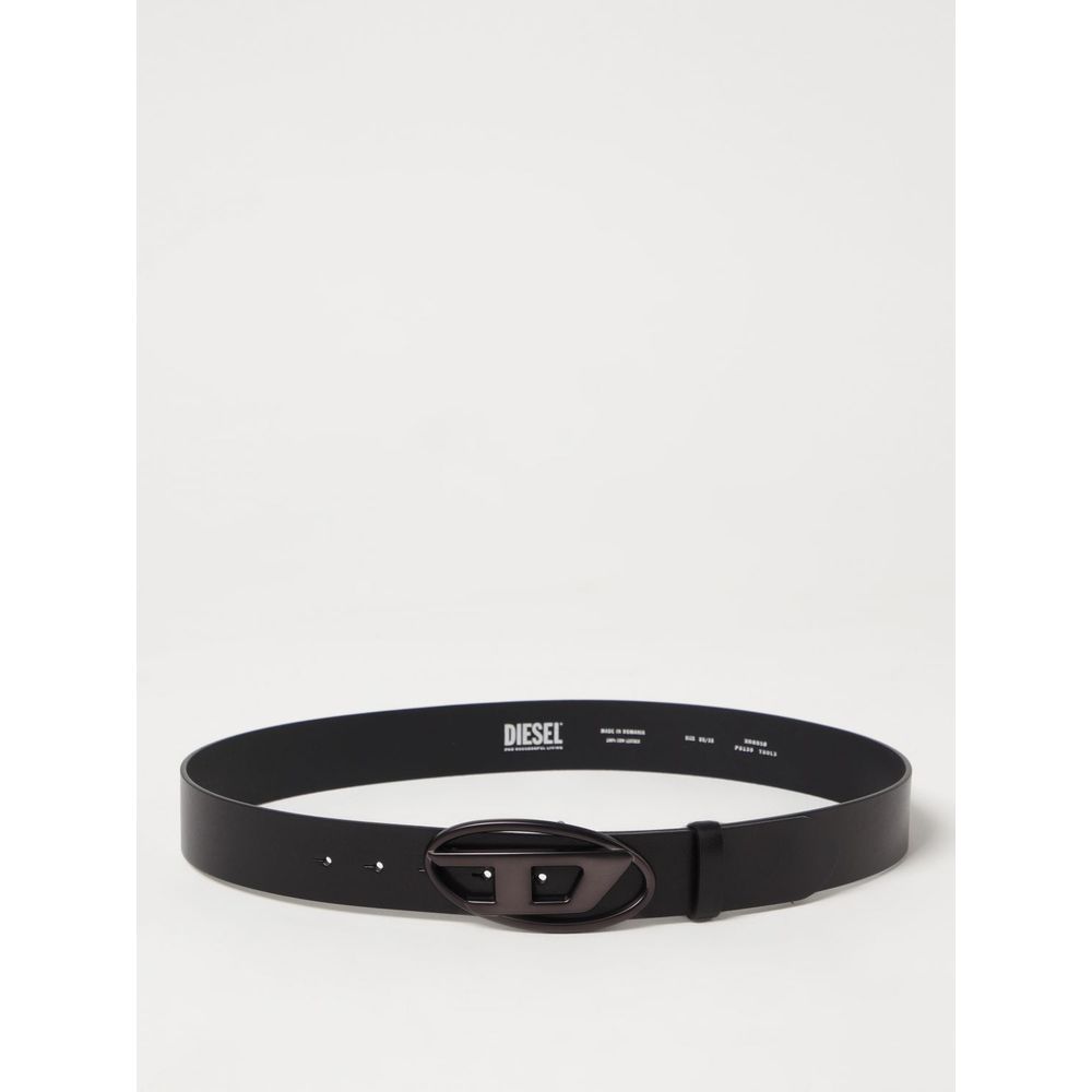 Cintura regolare in pelle nera Diesel