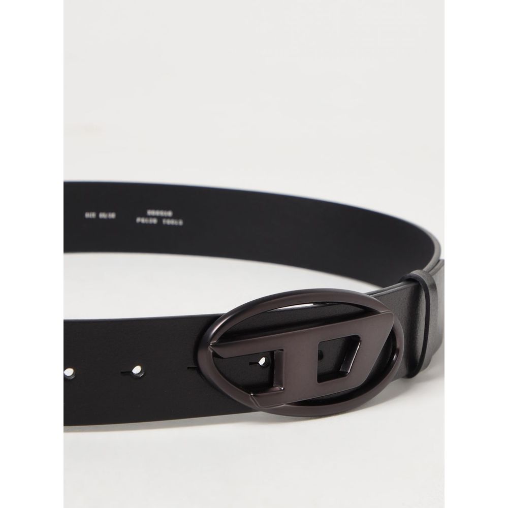 Cintura regolare in pelle nera Diesel