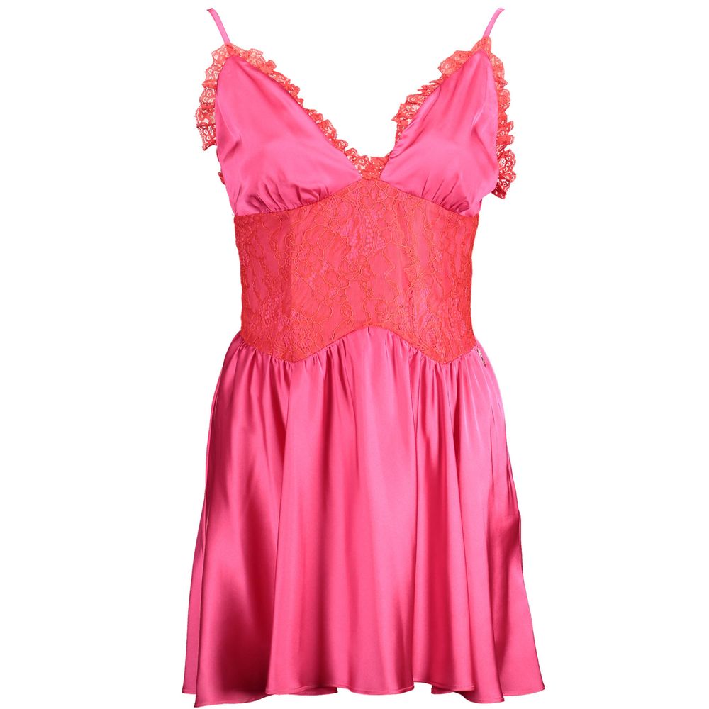 Abito da donna in cotone rosa Gaelle Paris con dettagli in pizzo