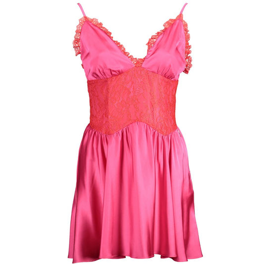 Abito da donna in cotone rosa Gaelle Paris con dettagli in pizzo