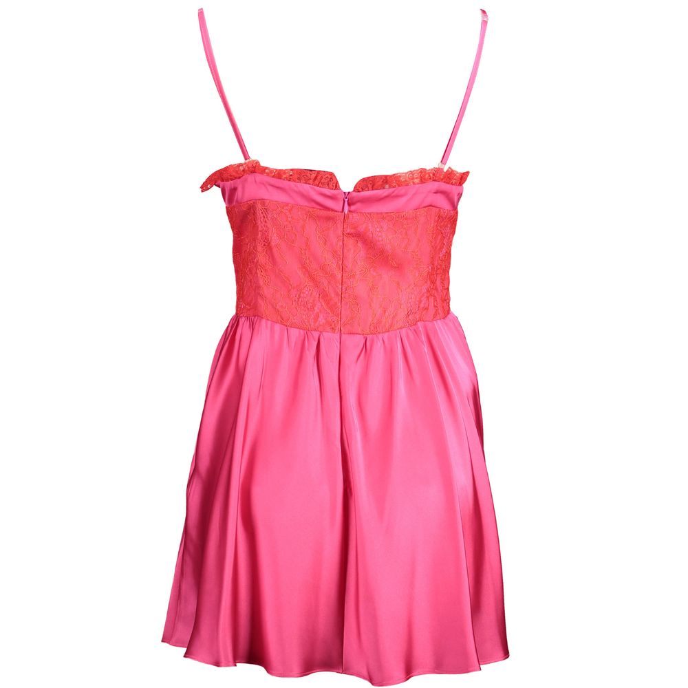 Abito da donna in cotone rosa Gaelle Paris con dettagli in pizzo