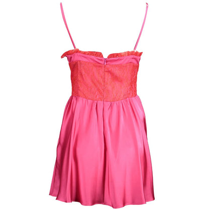 Robe Gaelle Paris rose en coton pour femme avec détails en dentelle