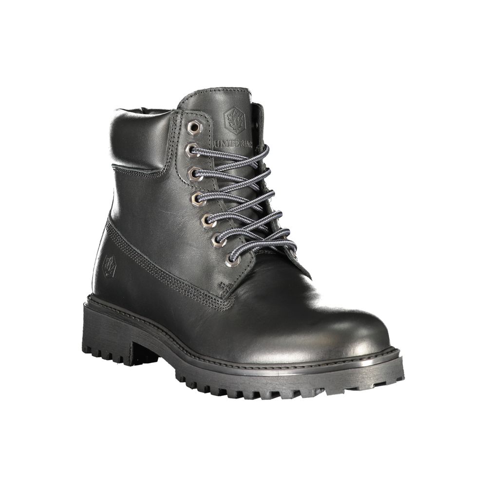 Bottes de bûcheron en cuir noir pour hommes
