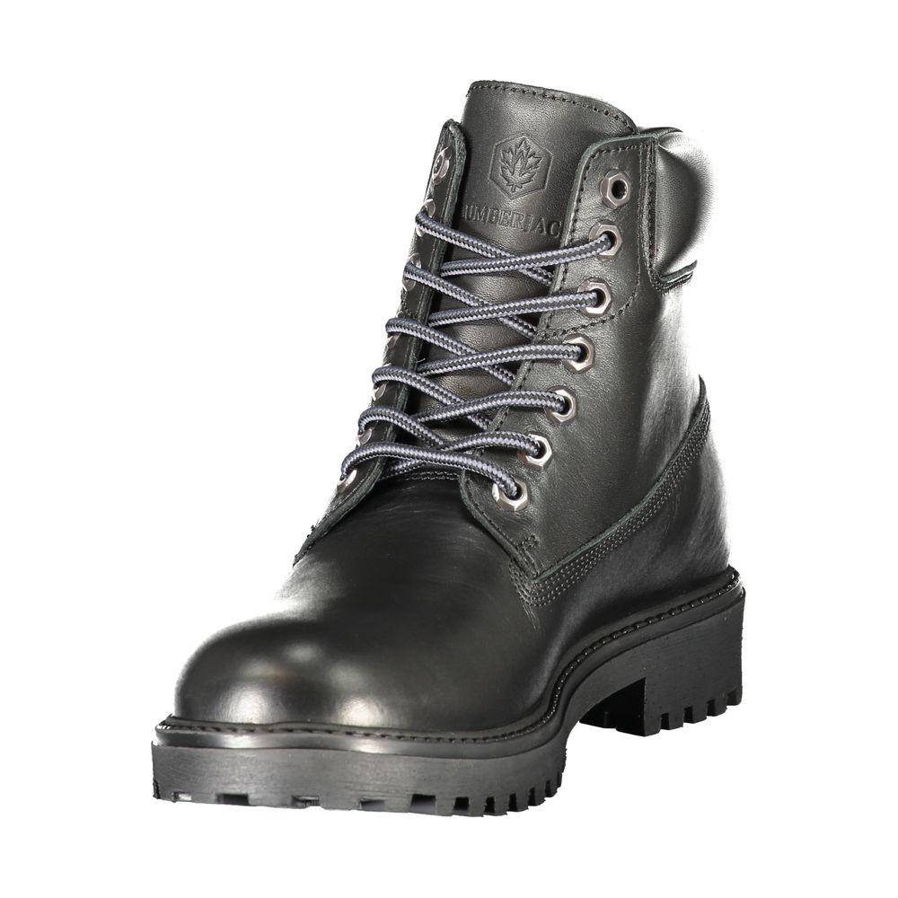Bottes de bûcheron en cuir noir pour hommes