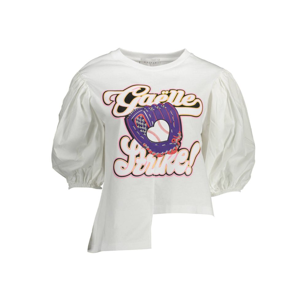 T-shirt da donna in cotone bianco Gaelle Paris