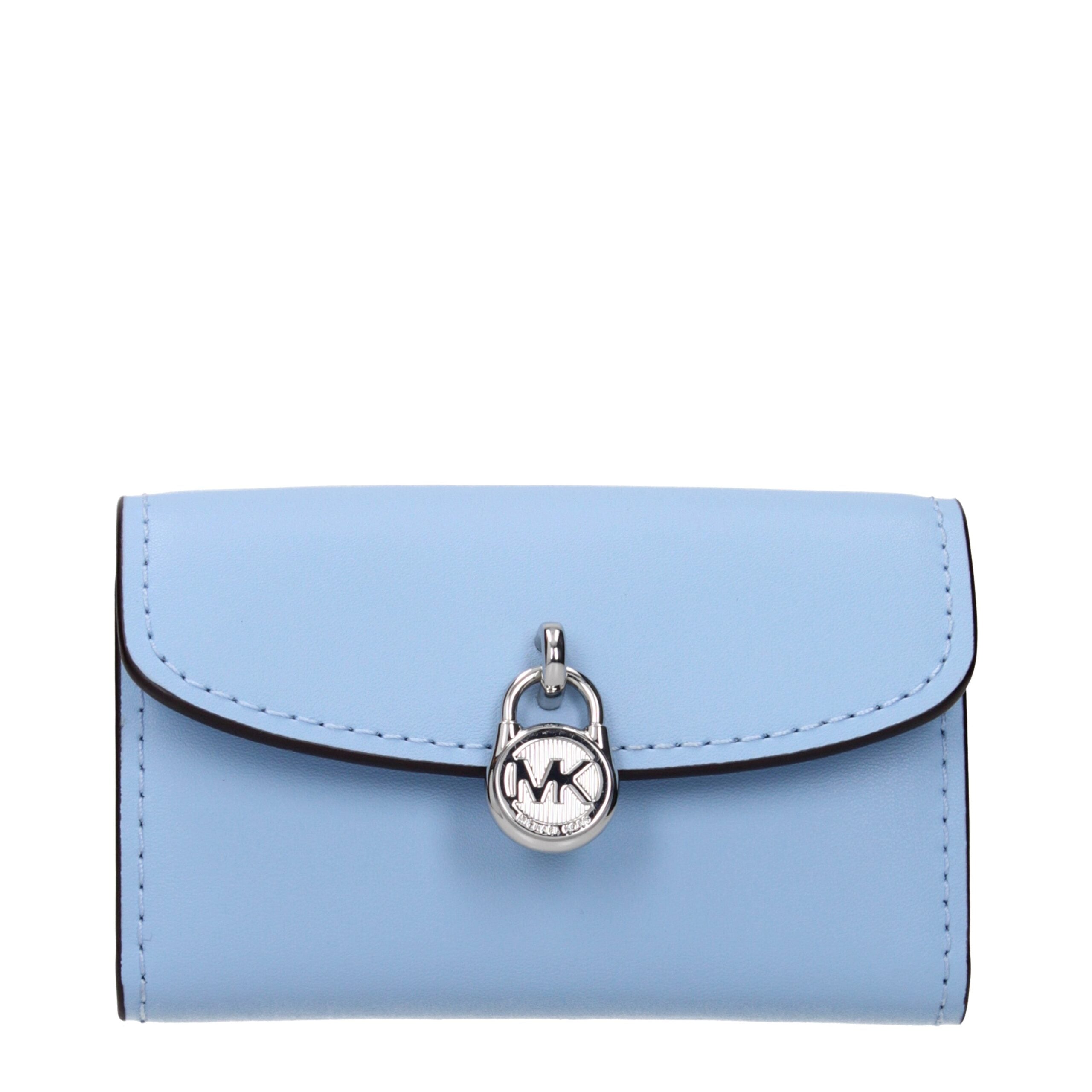 Portefeuille en cuir bleu clair Michael Kors