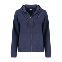 Felpa da donna in cotone blu con cappuccio e cerniera, Norvegia 1963