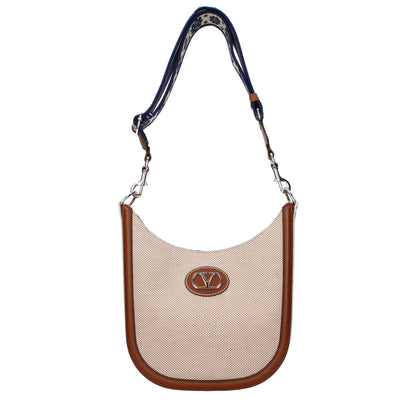 Borsa a Tracolla Valentino Garavani in Tessuto Beige