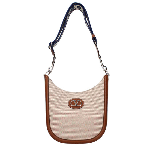 Borsa a Tracolla Valentino Garavani in Tessuto Beige