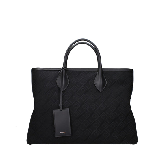 Borsa a mano in tessuto nero Salvatore Ferragamo