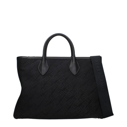 Borsa a mano in tessuto nero Salvatore Ferragamo