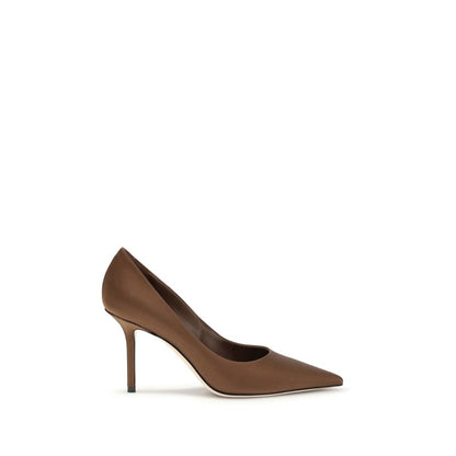 Décolleté con tacco alto in seta marrone Jimmy Choo