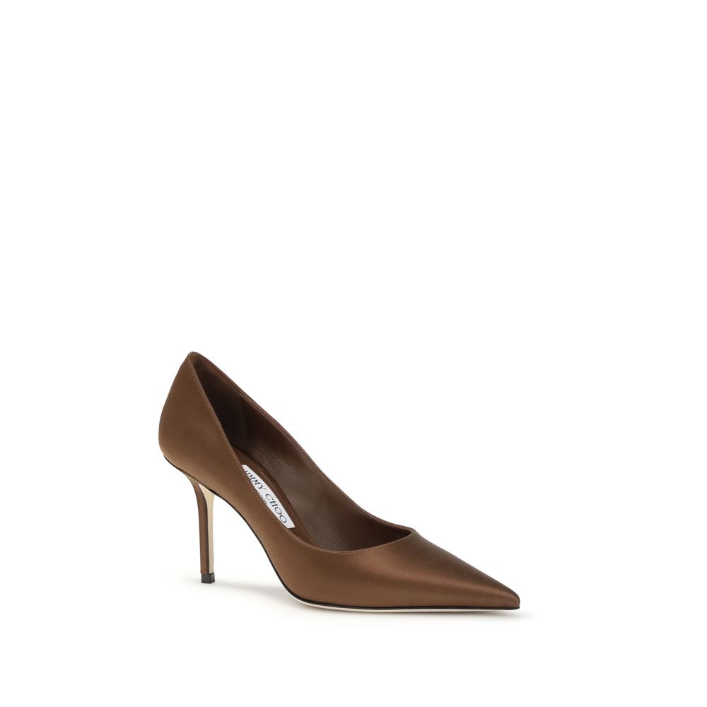 Décolleté con tacco alto in seta marrone Jimmy Choo