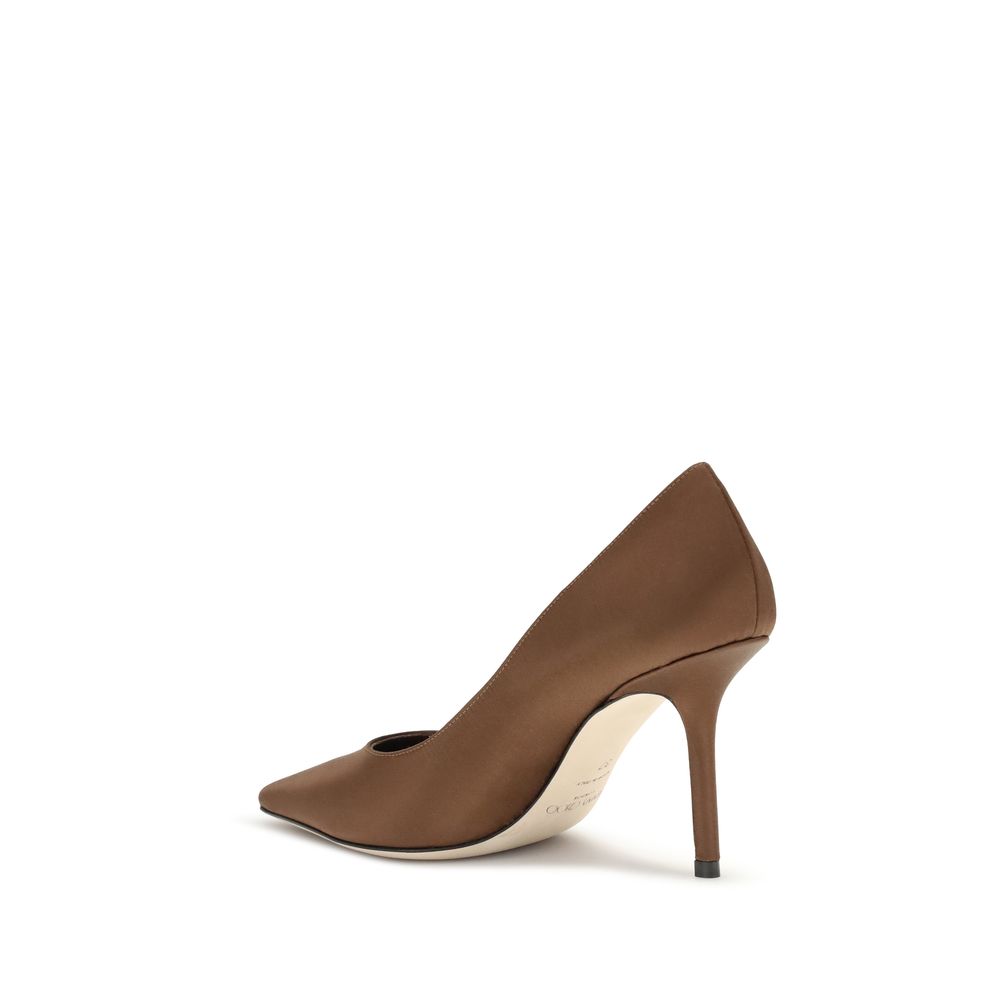 Décolleté con tacco alto in seta marrone Jimmy Choo
