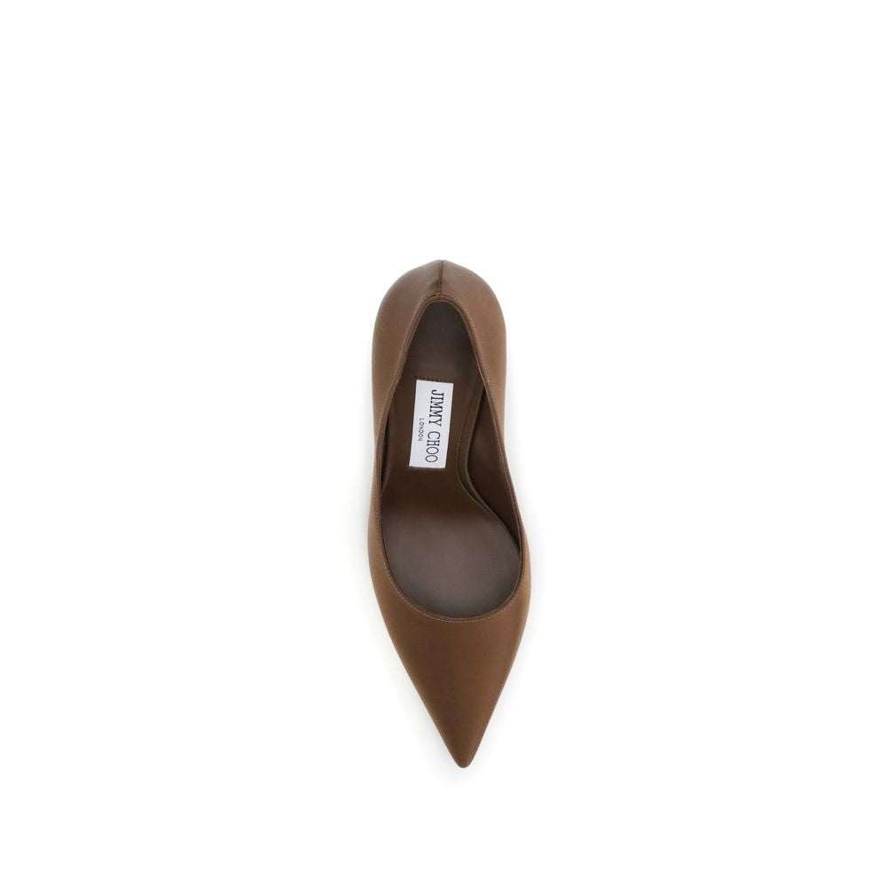 Décolleté con tacco alto in seta marrone Jimmy Choo