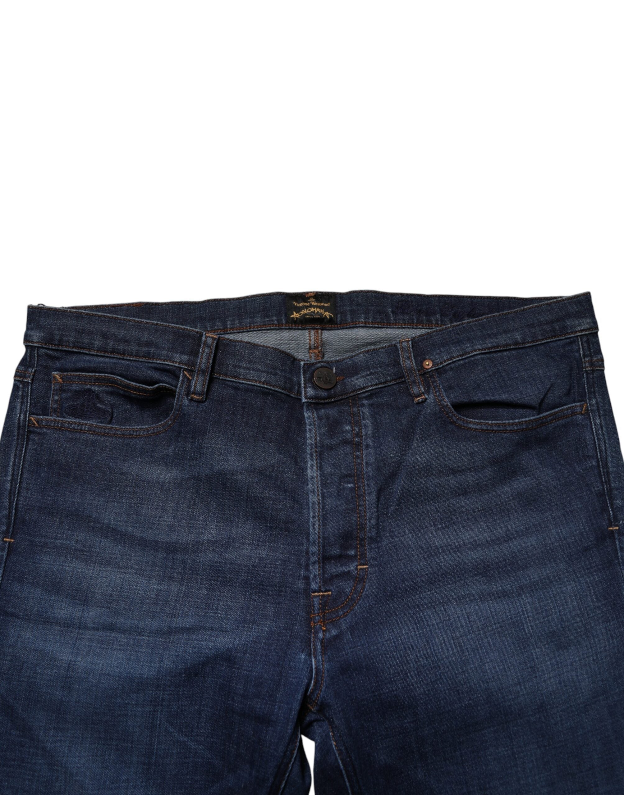 Vivienne Westwood Jean Cropped en Denim de Coton Bleu Taille Moyenne Homme