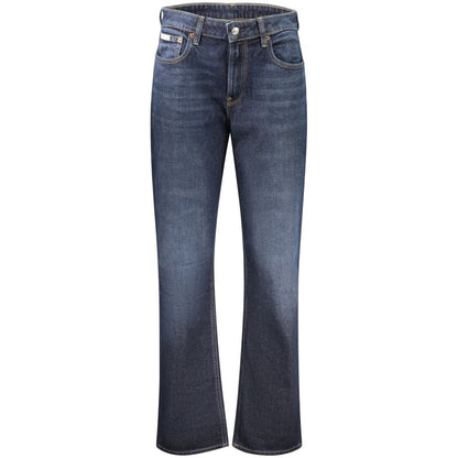 Jeans a vita alta da donna in cotone blu Calvin Klein