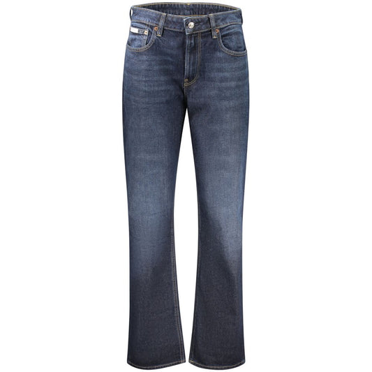Jeans a vita alta da donna in cotone blu Calvin Klein