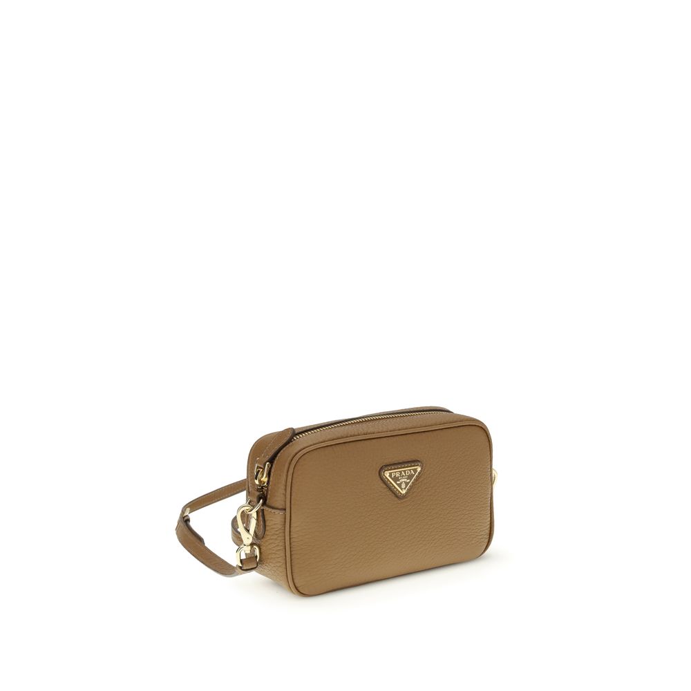 Borsa a spalla Prada in pelle di vitello beige Bos Taurus