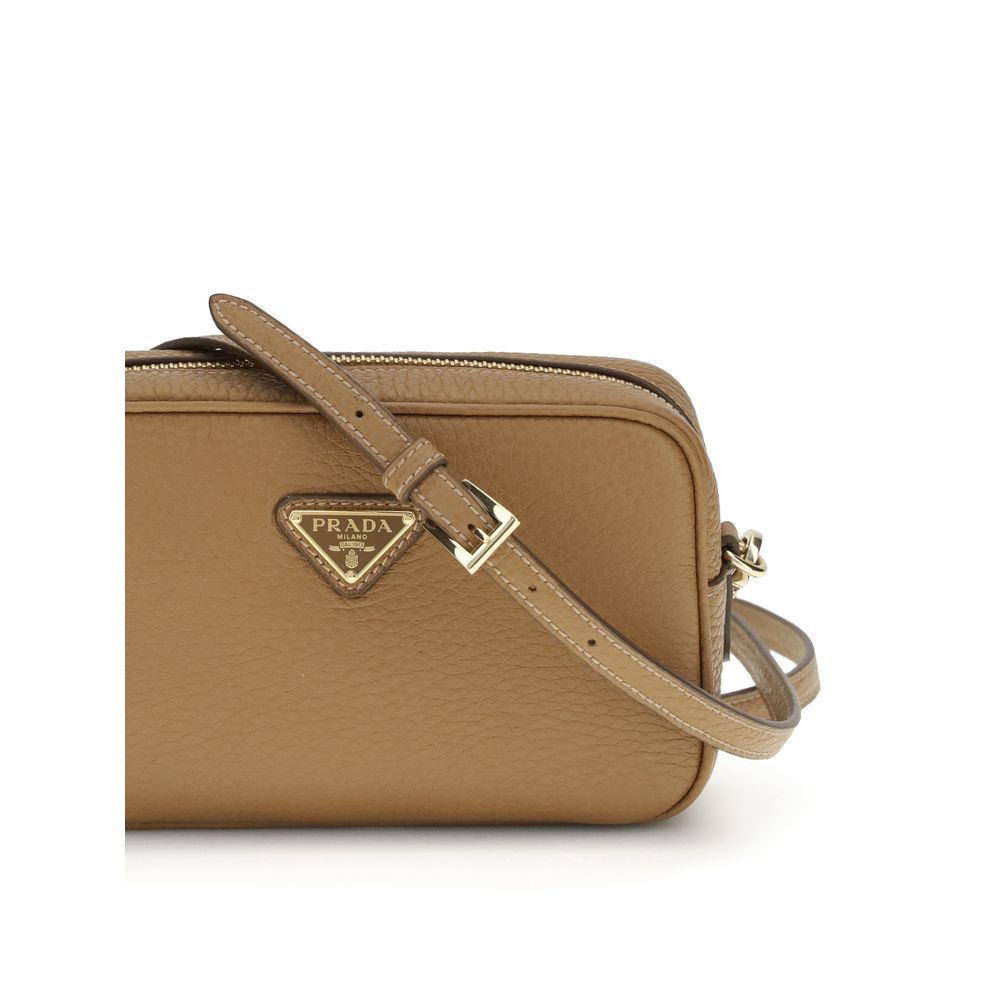 Borsa a spalla Prada in pelle di vitello beige Bos Taurus