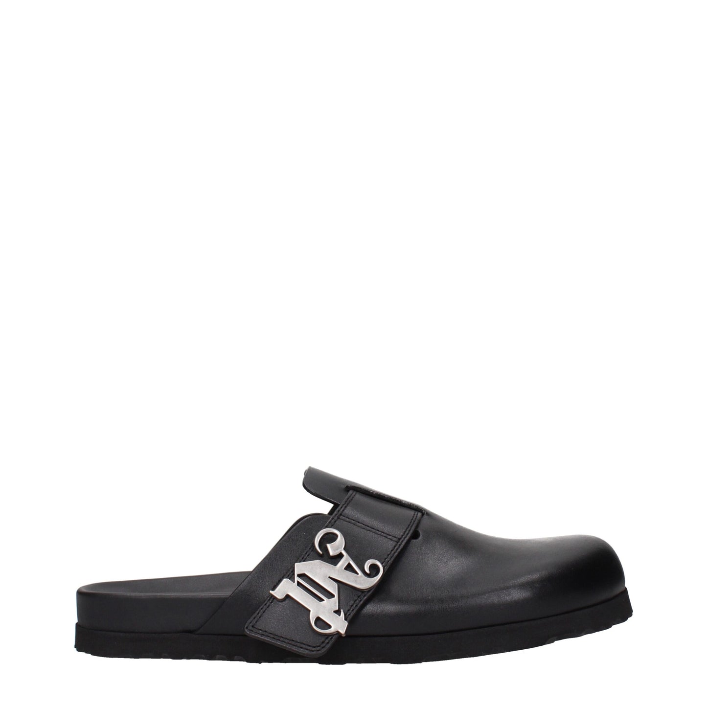 Pantofole in pelle nera Palm Angels