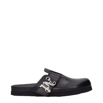 Pantofole in pelle nera Palm Angels