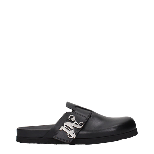 Pantofole in pelle nera Palm Angels