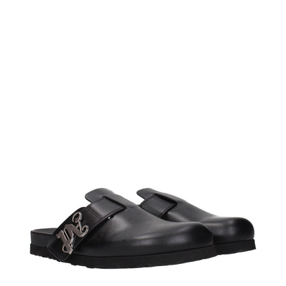 Pantofole in pelle nera Palm Angels