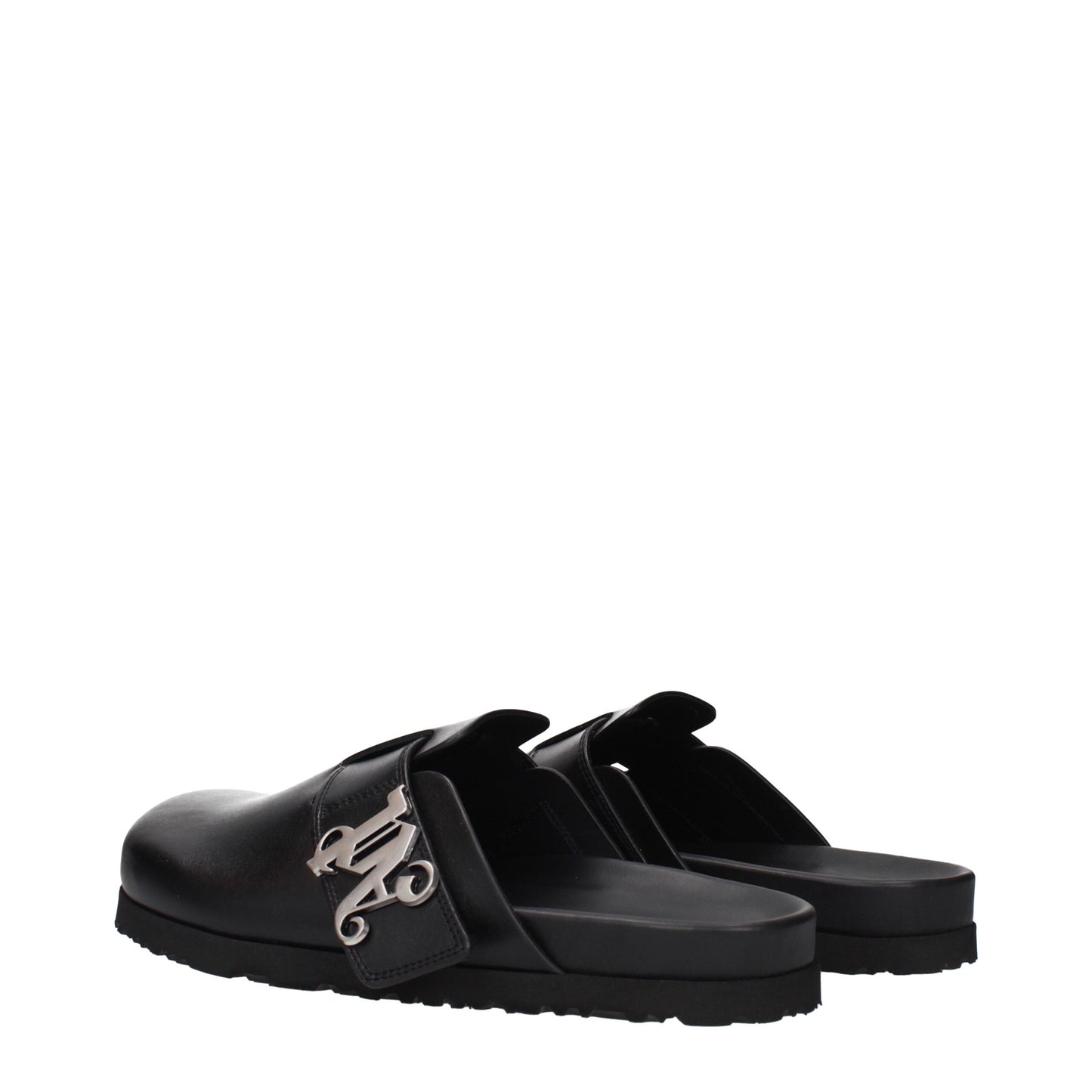 Pantofole in pelle nera Palm Angels
