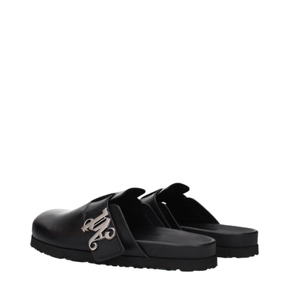 Pantofole in pelle nera Palm Angels
